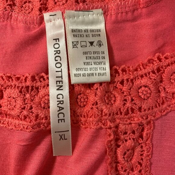 Forgotten Grace Coral Lace Trim Cold Shoulder Top - Picture 6 of 6